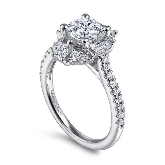 GABRIEL CO Rings 14K White Gold 67ctw Fancy Halo Style Diamond SemiMount Engagement Ring GABRIEL CO Rings 14K White Gold 67ctw Fancy Halo Style Diamond SemiMount Engagement Ring