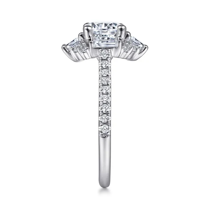 GABRIEL CO Rings 14K White Gold 67ctw Fancy Halo Style Diamond SemiMount Engagement Ring GABRIEL CO Rings 14K White Gold 67ctw Fancy Halo Style Diamond SemiMount Engagement Ring