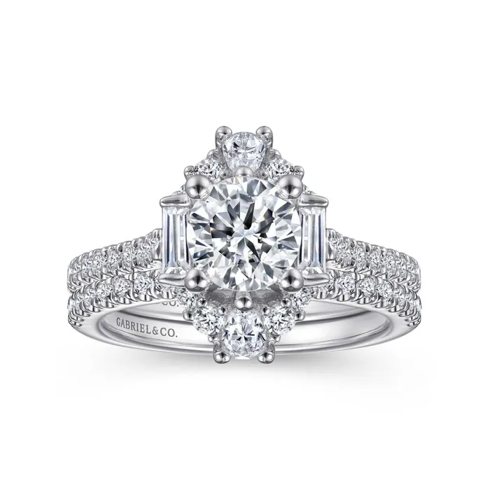 GABRIEL CO Rings 14K White Gold 67ctw Fancy Halo Style Diamond SemiMount Engagement Ring GABRIEL CO Rings 14K White Gold 67ctw Fancy Halo Style Diamond SemiMount Engagement Ring