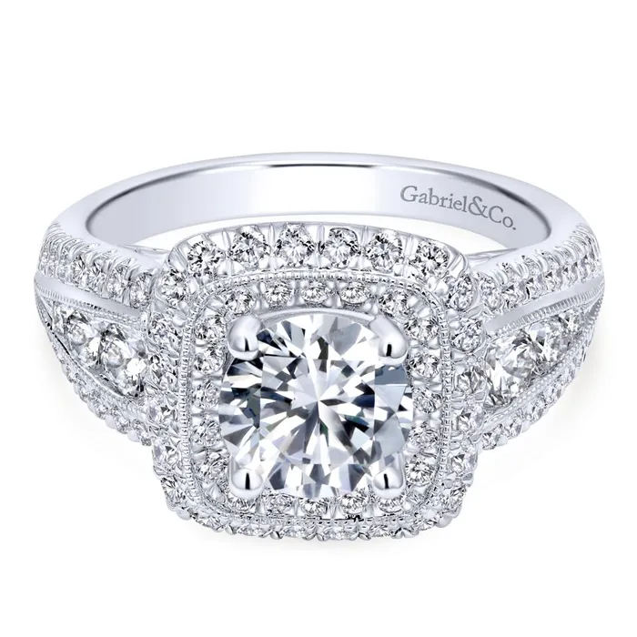 GABRIEL CO Rings Gabriel 14K White Gold 107ctw 4 Prong Style Diamond SemiMount Engagement Ring GABRIEL CO Rings Gabriel 14K White Gold 107ctw 4 Prong Style Diamond SemiMount Engagement Ring