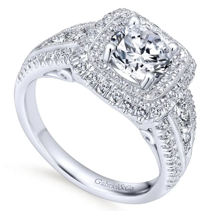 GABRIEL CO Rings Gabriel 14K White Gold 107ctw 4 Prong Style Diamond SemiMount Engagement Ring GABRIEL CO Rings Gabriel 14K White Gold 107ctw 4 Prong Style Diamond SemiMount Engagement Ring