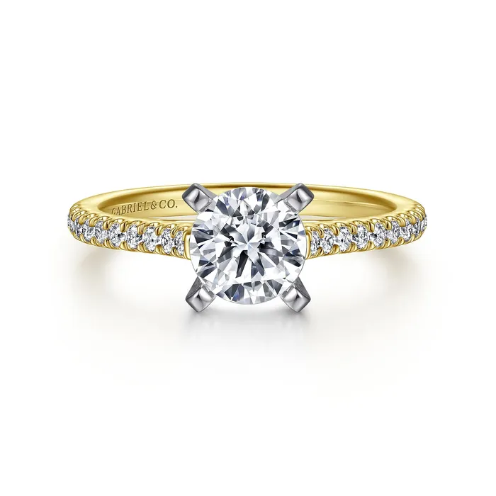 GABRIEL CO Rings Gabriel Classic Collection 14K White Yellow Gold 24ctw 4 Prong Style Diamond SemiMount Engagement Ring GABRIEL CO Rings Gabriel Classic Collection 14K White Yellow Gold 24ctw 4 Prong Style Diamond SemiMount Engagement Ring