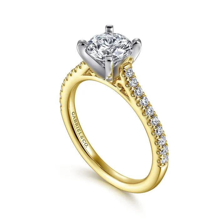 GABRIEL CO Rings Gabriel Classic Collection 14K White Yellow Gold 24ctw 4 Prong Style Diamond SemiMount Engagement Ring GABRIEL CO Rings Gabriel Classic Collection 14K White Yellow Gold 24ctw 4 Prong Style Diamond SemiMount Engagement Ring