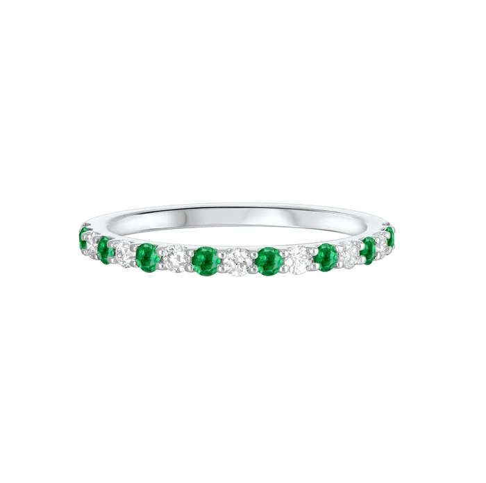 GEMS ONE CORPRATION Rings 10K White Gold 40ctw Alterting Gemstone Style Ring with Diamonds and Emeralds GEMS ONE CORPRATION Rings 10K White Gold 40ctw Alterting Gemstone Style Ring with Diamonds and Emeralds