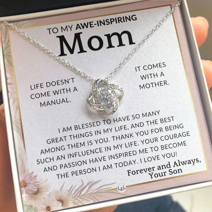 Gift for Mom From Son Im Blessed To Mother From Son Beautiful Womens Pendant Necklace Great For Mothers Day Christmas or Her Birthday ShineOn Fulfillment Necklaces