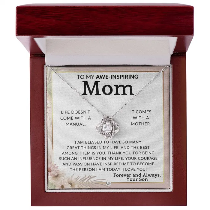 Gift for Mom From Son Im Blessed To Mother From Son Beautiful Womens Pendant Necklace Great For Mothers Day Christmas or Her Birthday ShineOn Fulfillment Necklaces