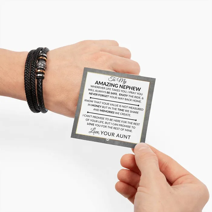 Gift For Nephew From Aunt Never Forget Your Way Home Mens Braided Leather Bracelet Great As A Christmas Gift or A Birthday Present For Him ShineOn Fulfillment Bracelets Gift For Nephew From Aunt Never Forget Your Way Home Mens Braided Leather Bracelet Great As A Christmas Gift or A Birthday Present For Him ShineOn Fulfillment Bracelets