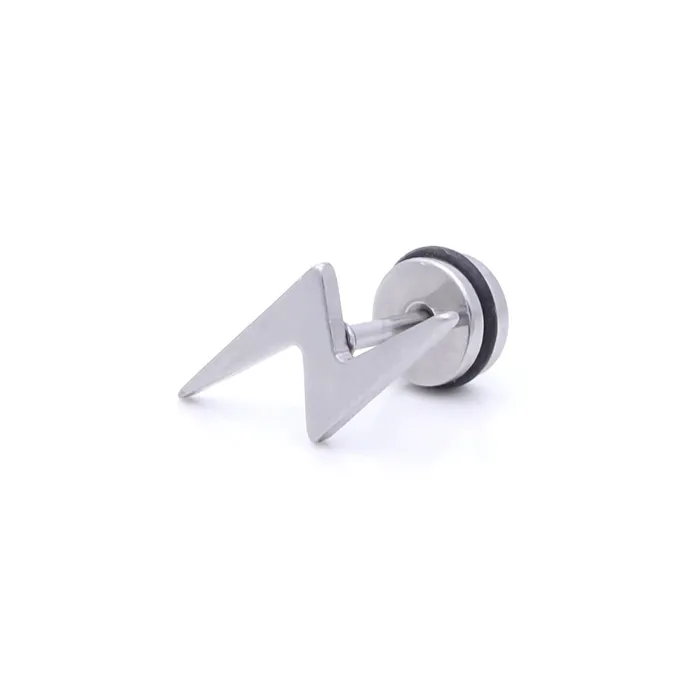 Glitters Bracelets Stainless Steel Lightning Bolt Fake Plug Silver