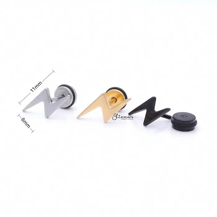 Glitters Bracelets Stainless Steel Lightning Bolt Fake Plug Silver