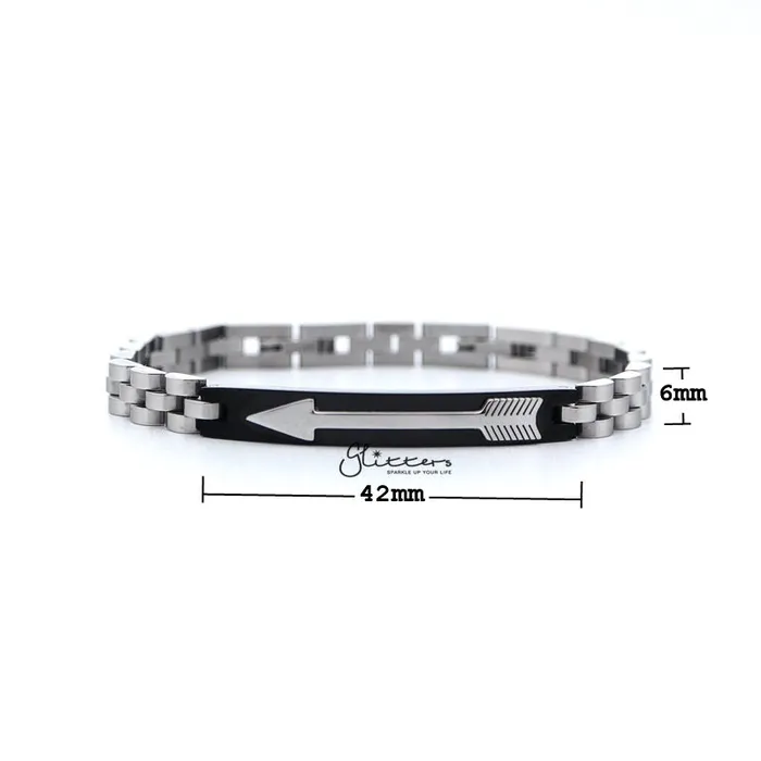 Glitters Bracelets Stainless Steel Tow Tone Arrow ID Mens Bracelets Gold Black