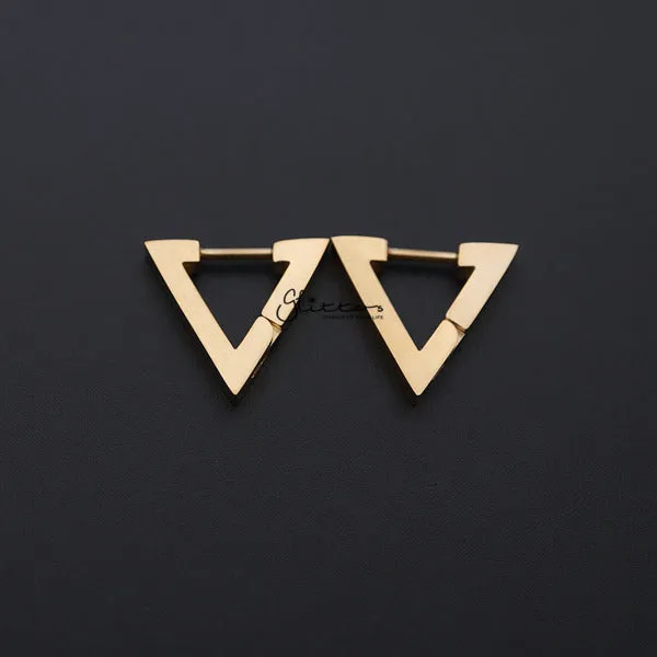 Glitters Earrings 18K Gold IP Stainless Steel Triangle Huggie Hoop Earrings