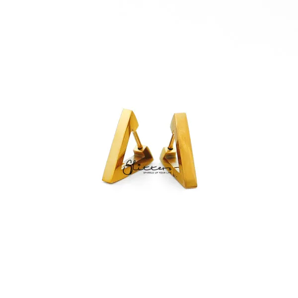 Glitters Earrings 18K Gold IP Stainless Steel Triangle Huggie Hoop Earrings
