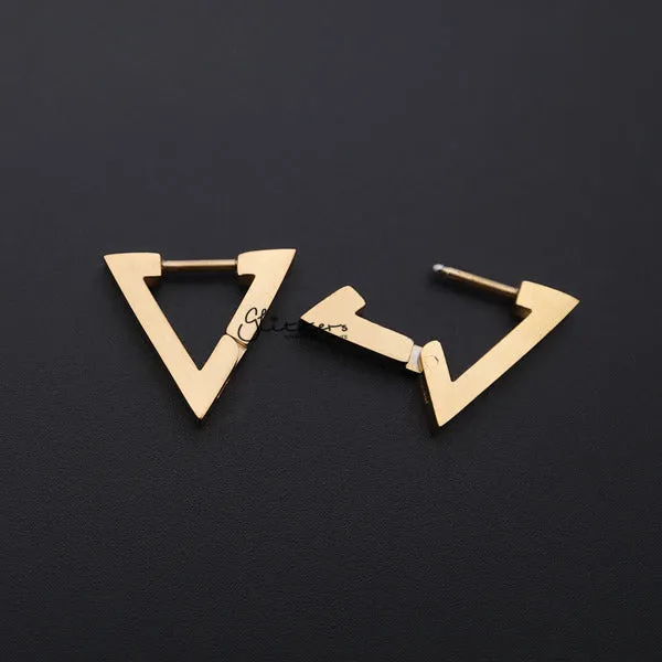 Glitters Earrings 18K Gold IP Stainless Steel Triangle Huggie Hoop Earrings