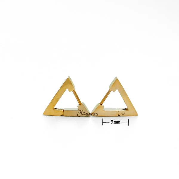 Glitters Earrings 18K Gold IP Stainless Steel Triangle Huggie Hoop Earrings