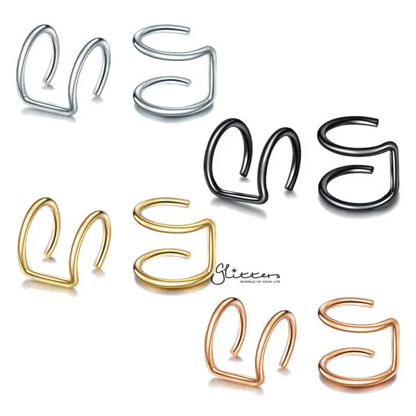 Glitters Earrings 316L Surgical Steel Double Lines Ear Cuffs Non Piercing Minimalist Ear Cuffs Glitters Earrings 316L Surgical Steel Double Lines Ear Cuffs Non Piercing Minimalist Ear Cuffs