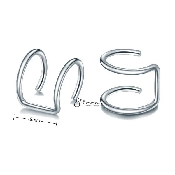 Glitters Earrings 316L Surgical Steel Double Lines Ear Cuffs Non Piercing Minimalist Ear Cuffs