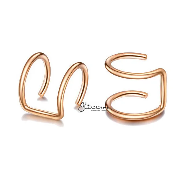Glitters Earrings 316L Surgical Steel Double Lines Ear Cuffs Non Piercing Minimalist Ear Cuffs