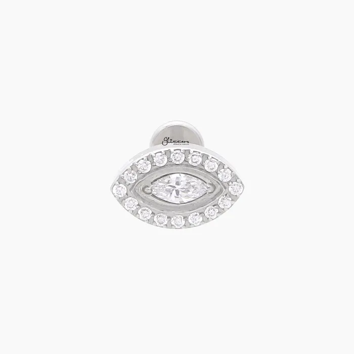 Glitters Earrings CZ Eye Top Internally Threaded Titanium Flat Back Stud Earrings Glitters Earrings CZ Eye Top Internally Threaded Titanium Flat Back Stud Earrings