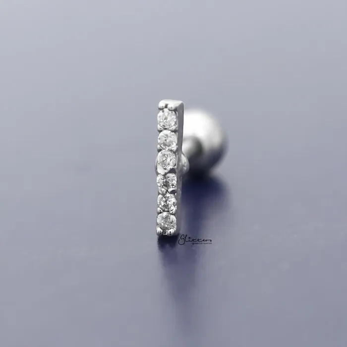 Glitters Earrings Micro CZ Paved Bar Tragus Cartilage Earring Stud