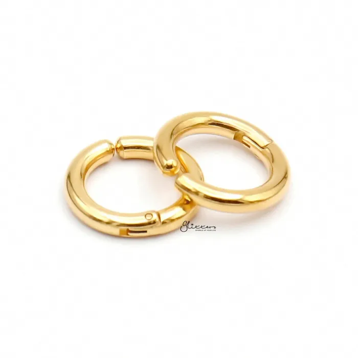 Glitters Earrings NonPierced Stainless Steel Clip On Round Hoop Earrings Gold