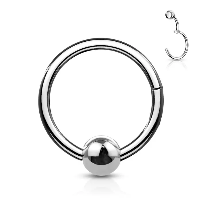 Glitters Hinged Segment Hoop Ring with Ball Silver Rings