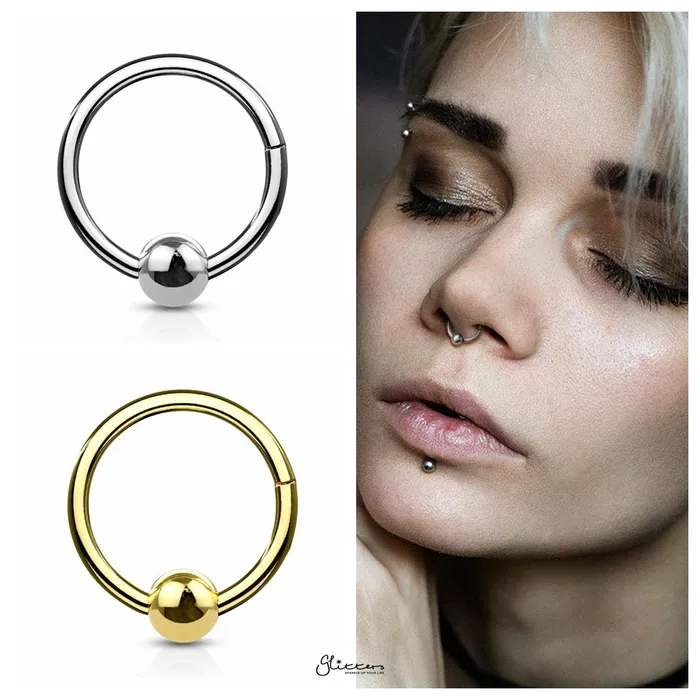 Glitters Hinged Segment Hoop Ring with Ball Silver Rings