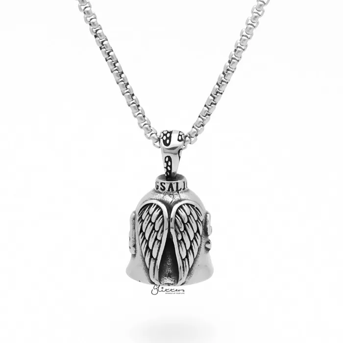 Glitters Necklaces Angel Wings Stainless Steel Bell Pendant