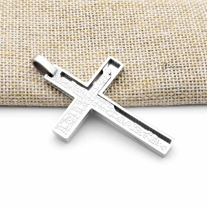 Glitters Necklaces Double Layer Cross Pendant with Pattern Silver