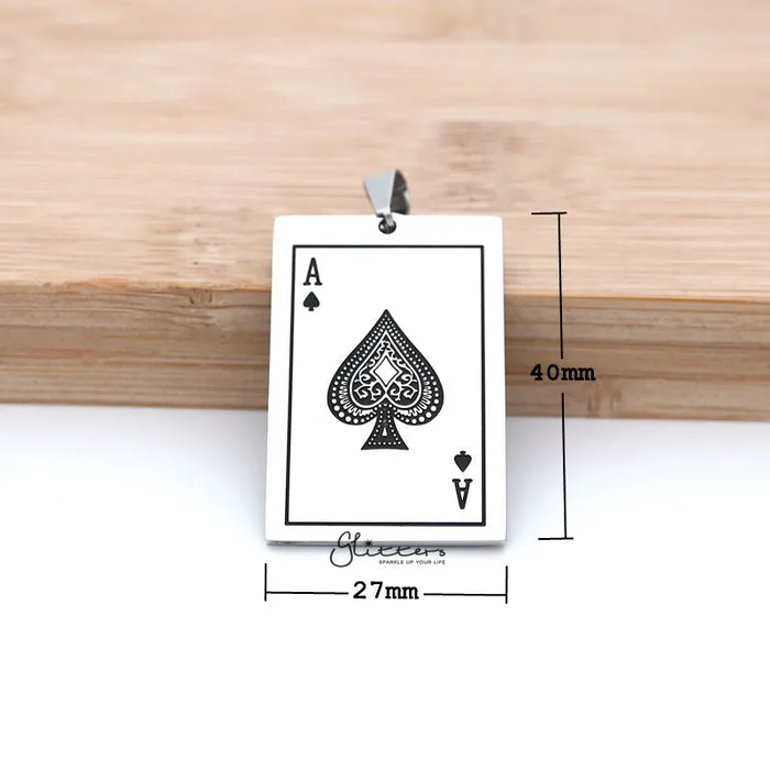 Glitters Necklaces Stainless Steel Ace of Spades Card Pendant