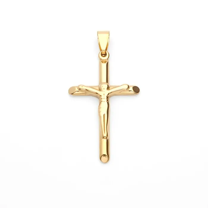 Glitters Necklaces Stainless Steel Crucifix Cross Pendant Gold