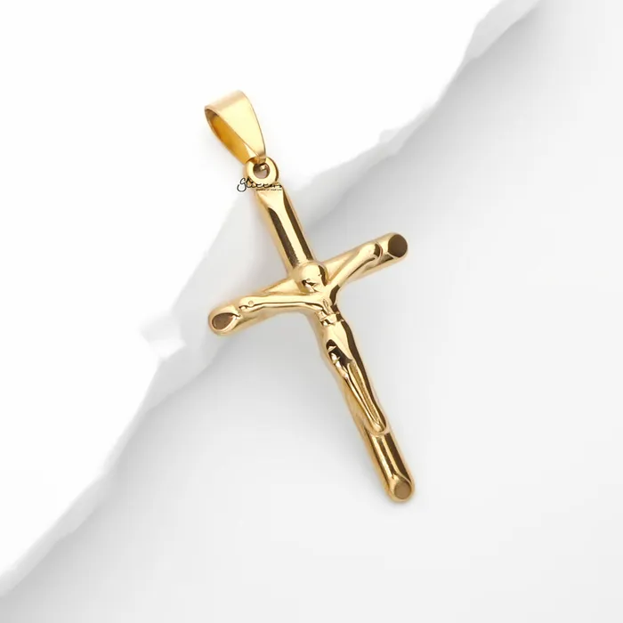 Glitters Necklaces Stainless Steel Crucifix Cross Pendant Gold