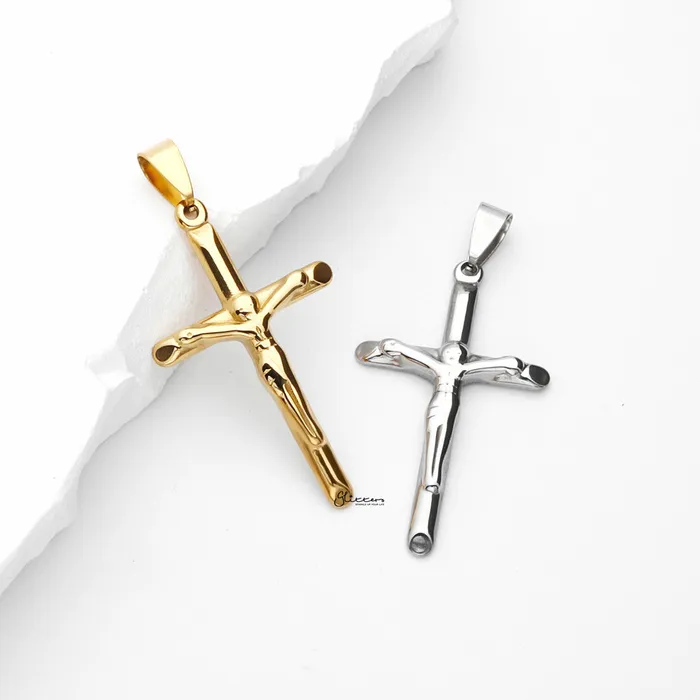 Glitters Necklaces Stainless Steel Crucifix Cross Pendant Gold
