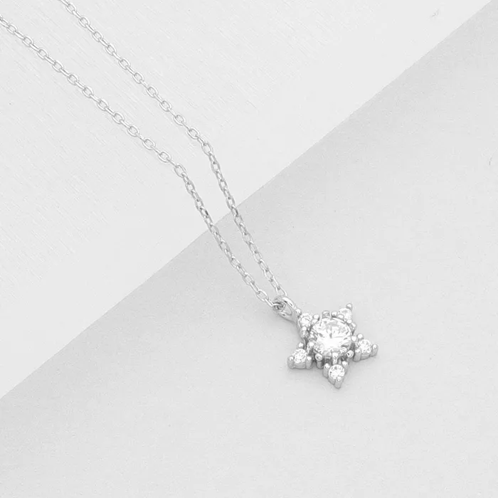 Glitters Necklaces Sterling Silver CZ Star Necklace