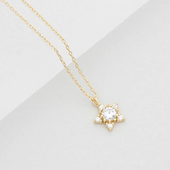 Glitters Necklaces Sterling Silver CZ Star Necklace
