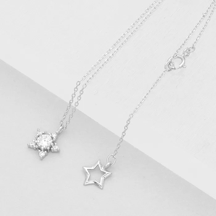Glitters Necklaces Sterling Silver CZ Star Necklace