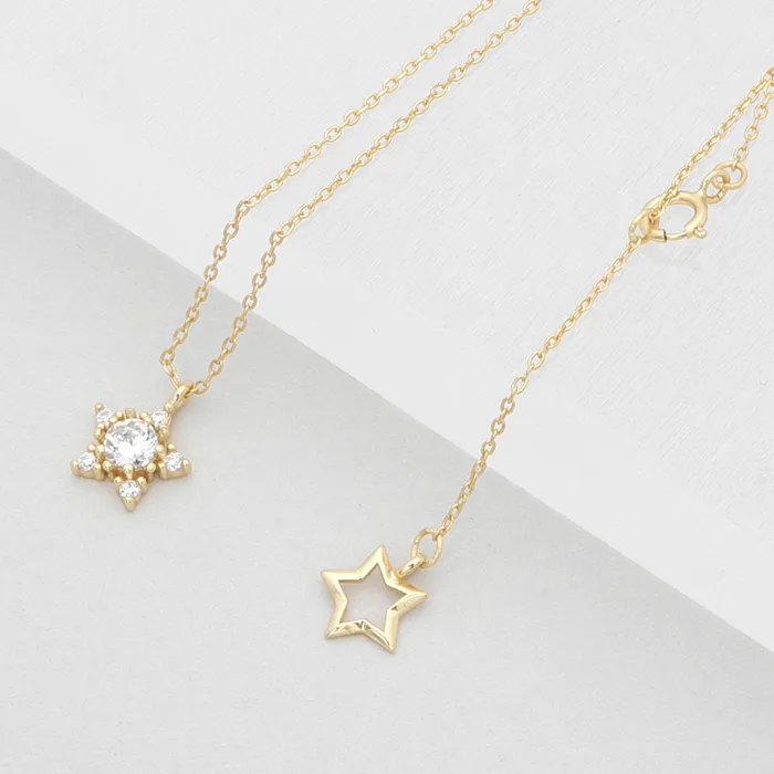 Glitters Necklaces Sterling Silver CZ Star Necklace