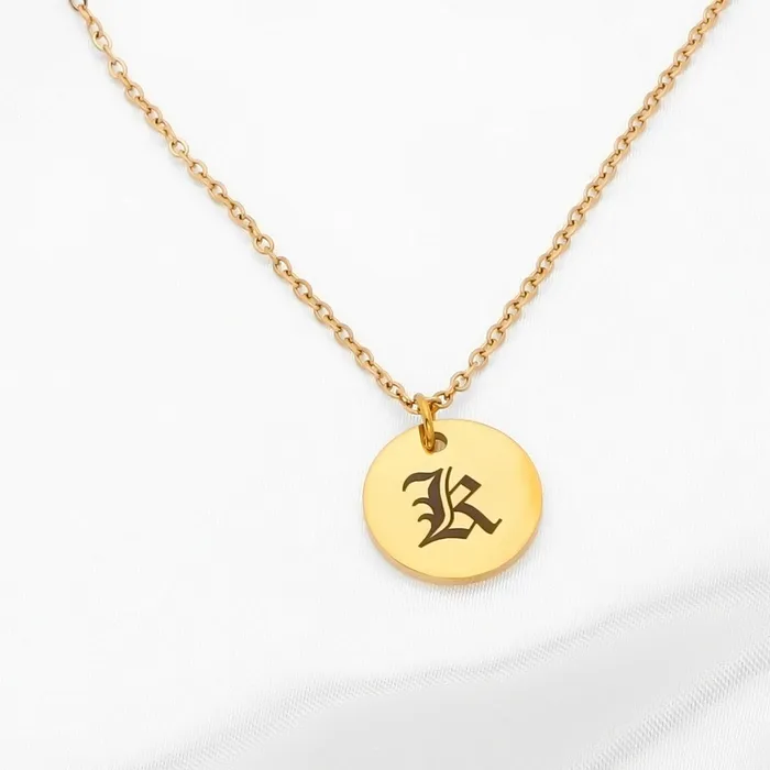 Glitters Personalised Round Discs Necklace Name Initials Symbols Zodiac Birth Flowers Necklaces