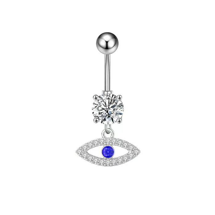 Glitters Rings Evil Eye Belly Button Ring Silver