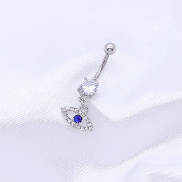 Glitters Rings Evil Eye Belly Button Ring Silver