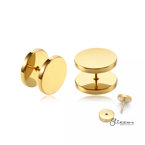 Glitters Stainless Steel Round Fake Plug Gold Bracelets