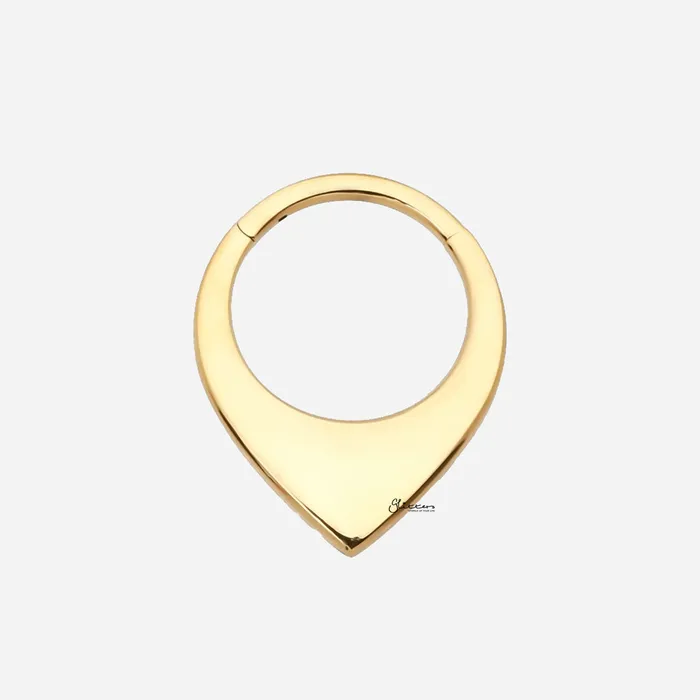 Glitters Titanium V Sharp Hinged Segment Hoop Ring Gold Rings
