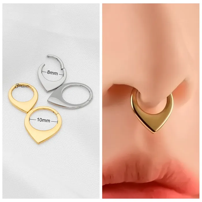Glitters Titanium V Sharp Hinged Segment Hoop Ring Gold Rings