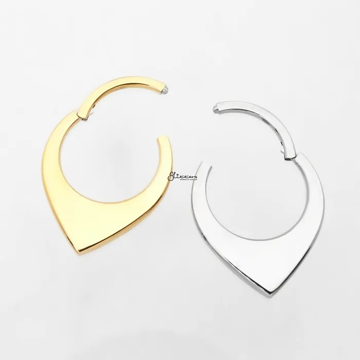 Glitters Titanium V Sharp Hinged Segment Hoop Ring Gold Rings