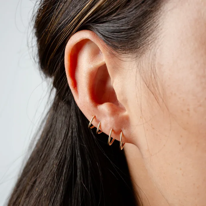 Grayling Earrings Tiny Twist Double Huggie Earrings 14K Solid Gold