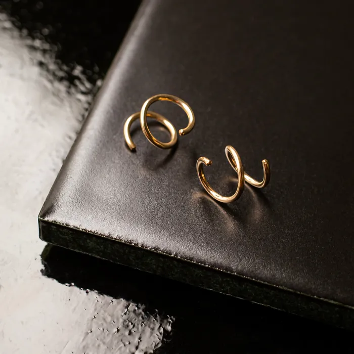 Grayling Earrings Tiny Twist Double Huggie Earrings 14K Solid Gold
