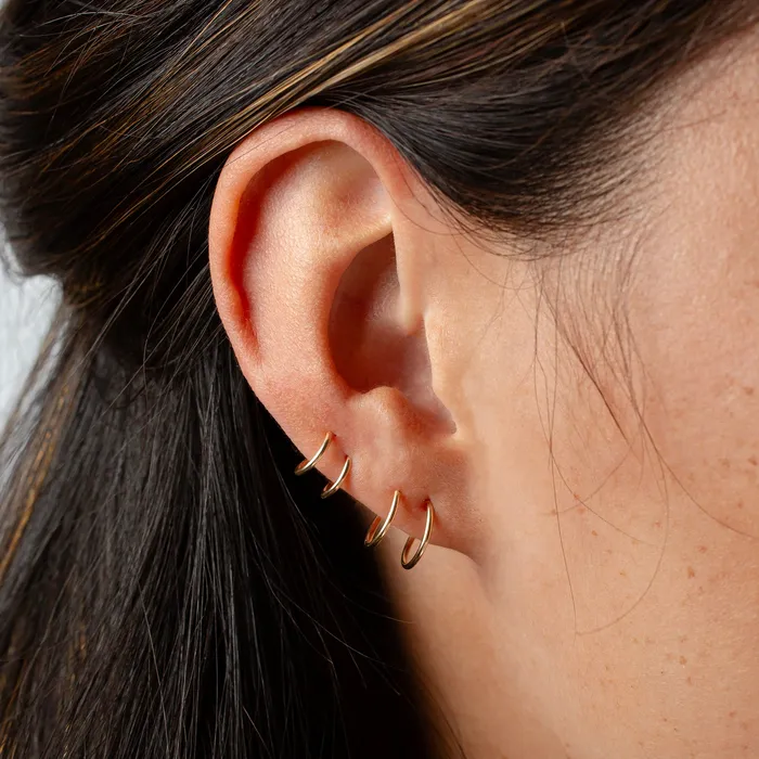 Grayling Earrings Tiny Twist Double Huggie Earrings 14K Solid Gold