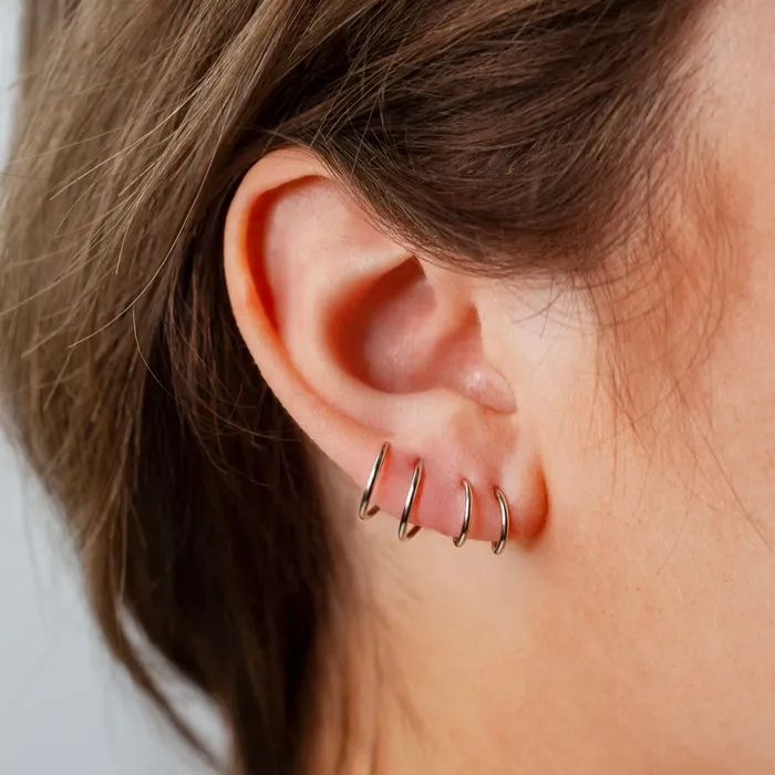 Grayling Earrings Tiny Twist Double Huggie Earrings 14K Solid Gold