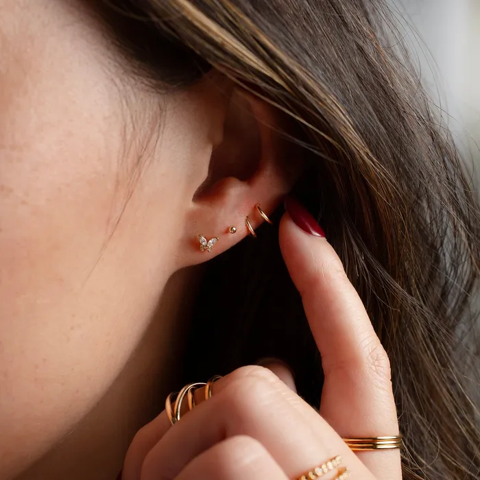 Grayling Earrings Tiny Twist Double Huggie Earrings 14K Solid Gold