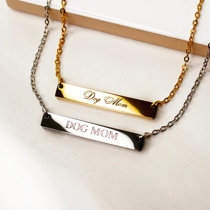 Grayling Necklaces Dog Mom Horizontal Engraved Bar Necklace