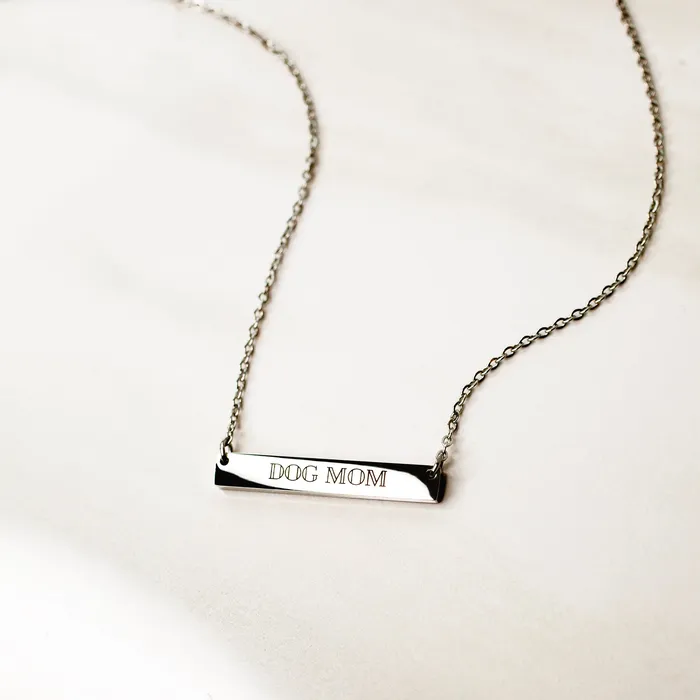 Grayling Necklaces Dog Mom Horizontal Engraved Bar Necklace